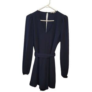 Charlotte Ruse Dressy Belted Navy Blue Romper Size Small